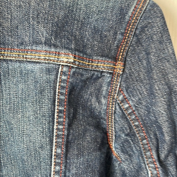 Y2K Special Edition Old Navy Women's Blue Denim Jacket cropped leather cuff med - Picture 8 of 14